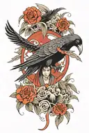 Itachi Uchiha with crows and feathers tattoo design idea