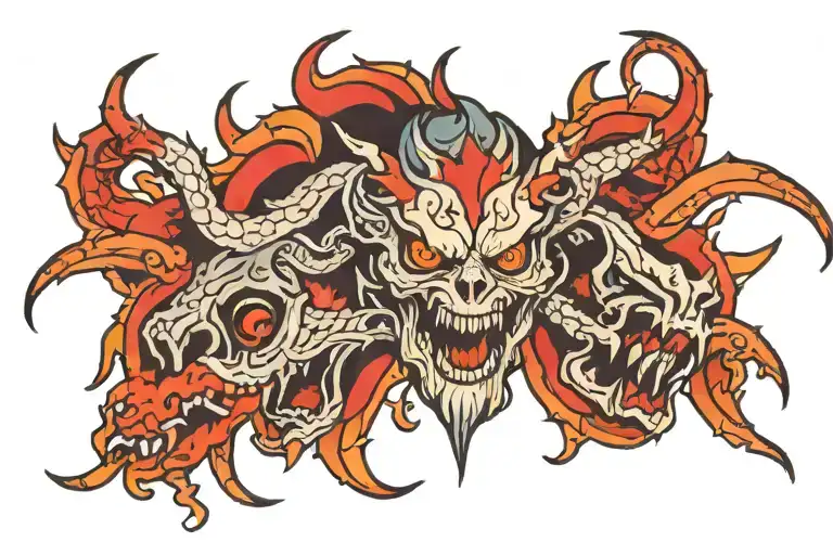 demonic creatures tattoo design idea