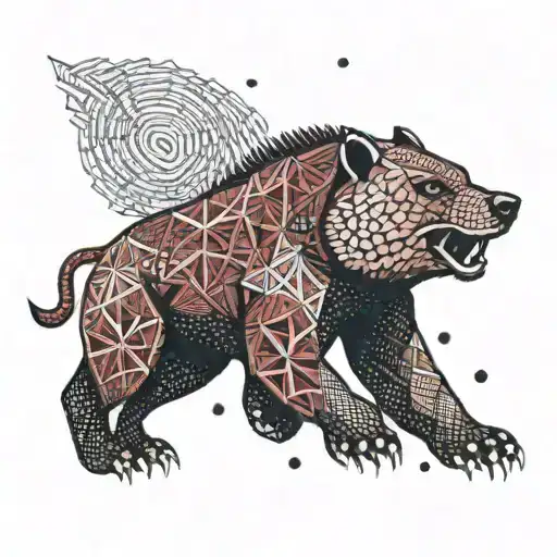 A geometric design inspired by the Arkansas Razorbacks team colors tattoo design idea