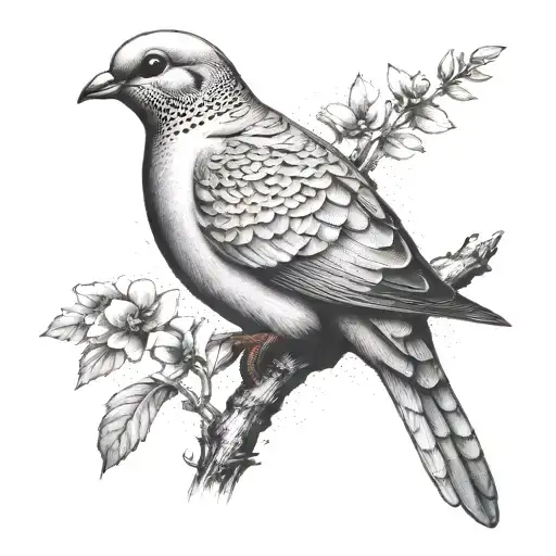 mourning dove perched tattoo design idea