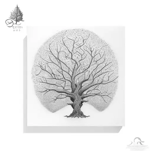 Oak tree with five tattoo design idea