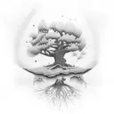 Oak tree with five tattoo design idea