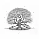 Oak tree with five tattoo design idea