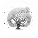 Oak tree with five tattoo design idea