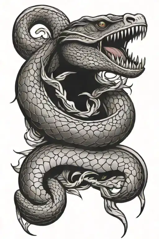 snake wrap around crow  tattoo design idea