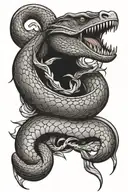 snake wrap around crow  tattoo design idea