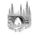 forest with a long bridge tattoo design idea