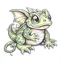 cute little dragon with tiny frog tattoo design idea