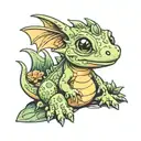 cute little dragon with tiny frog tattoo design idea