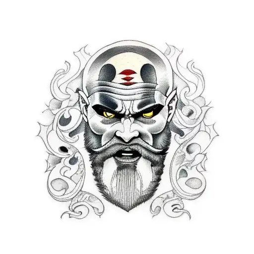 face of kratos tattoo design idea