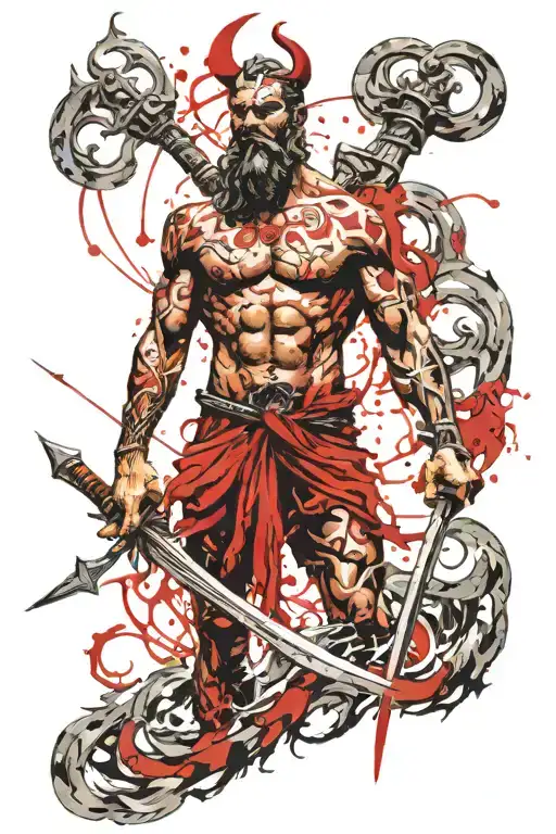  Poseidon holding a trident tattoo design idea