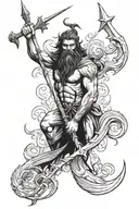  Poseidon holding a trident tattoo design idea