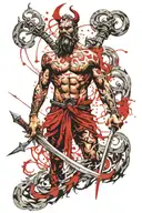  Poseidon holding a trident tattoo design idea