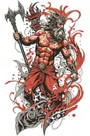  Poseidon holding a trident tattoo design idea