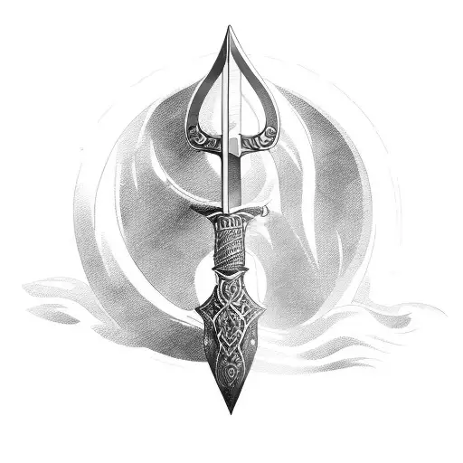 A Viking warrior forging a powerful sword in a fiery forge tattoo design idea