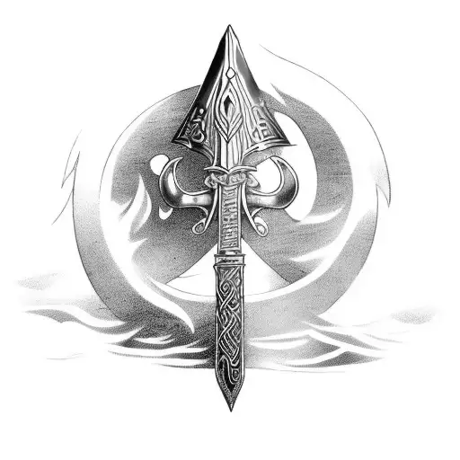 A Viking warrior forging a powerful sword in a fiery forge. norse warrior. Helm of awe tattoo design idea