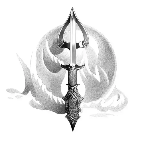 A Viking warrior forging a powerful sword in a fiery forge tattoo design idea