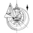 A minimalist tattoo of a spaceship from the movie Interstellar tattoo design idea