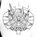 A minimalist tattoo of a spaceship from the movie Interstellar tattoo design idea