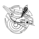 A minimalist tattoo of a spaceship from the movie Interstellar tattoo design idea