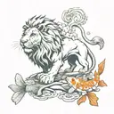 lion and koi fish tattoo design idea