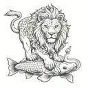 lion and koi fish tattoo design idea