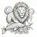 lion and koi fish tattoo design idea