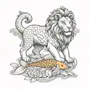 lion and koi fish tattoo design idea