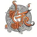 mage of the Chinese symbol for "love" (爱) with keltic symbol of love tattoo design idea