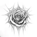 spider web, red rose, skull, tattoo design idea