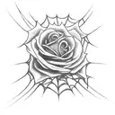 spider web, red rose, skull, tattoo design idea