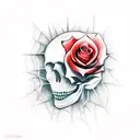 spider web, red rose, skull, tattoo design idea