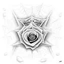 spider web, red rose, skull, tattoo design idea