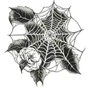rose spider web tattoo design idea
