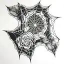 rose spider web tattoo design idea