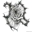 rose spider web tattoo design idea