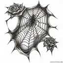rose spider web tattoo design idea