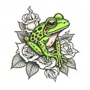 frog on rose  tattoo design idea