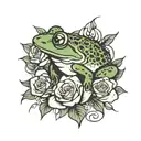 frog on rose  tattoo design idea