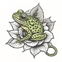 frog on rose  tattoo design idea