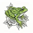 frog on rose  tattoo design idea