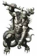 viking fighting dragon tattoo design idea