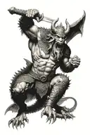 viking fighting dragon tattoo design idea