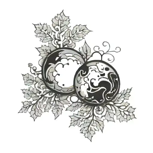 Paired tattoo in the form of a snowball and a coal tattoo design idea