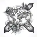 tatoo for hand, world map, globe, travel, snowboarding, 3D design, tree of life, compass, motorcycle, cassette tape and  tattoo design idea