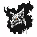 a simplistic yet cool, creepy and badass devil horns with wings tattoo design idea