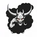 a simplistic yet cool, creepy and badass devil horns with wings tattoo design idea