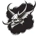 a simplistic yet cool, creepy and badass devil horns with wings tattoo design idea