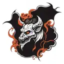 a simplistic yet cool, creepy and badass devil horns with wings tattoo design idea