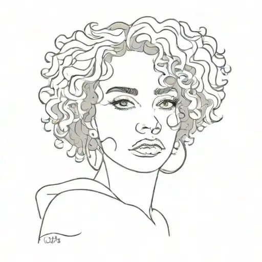 woman with curly hair face tattoo tattoo design idea